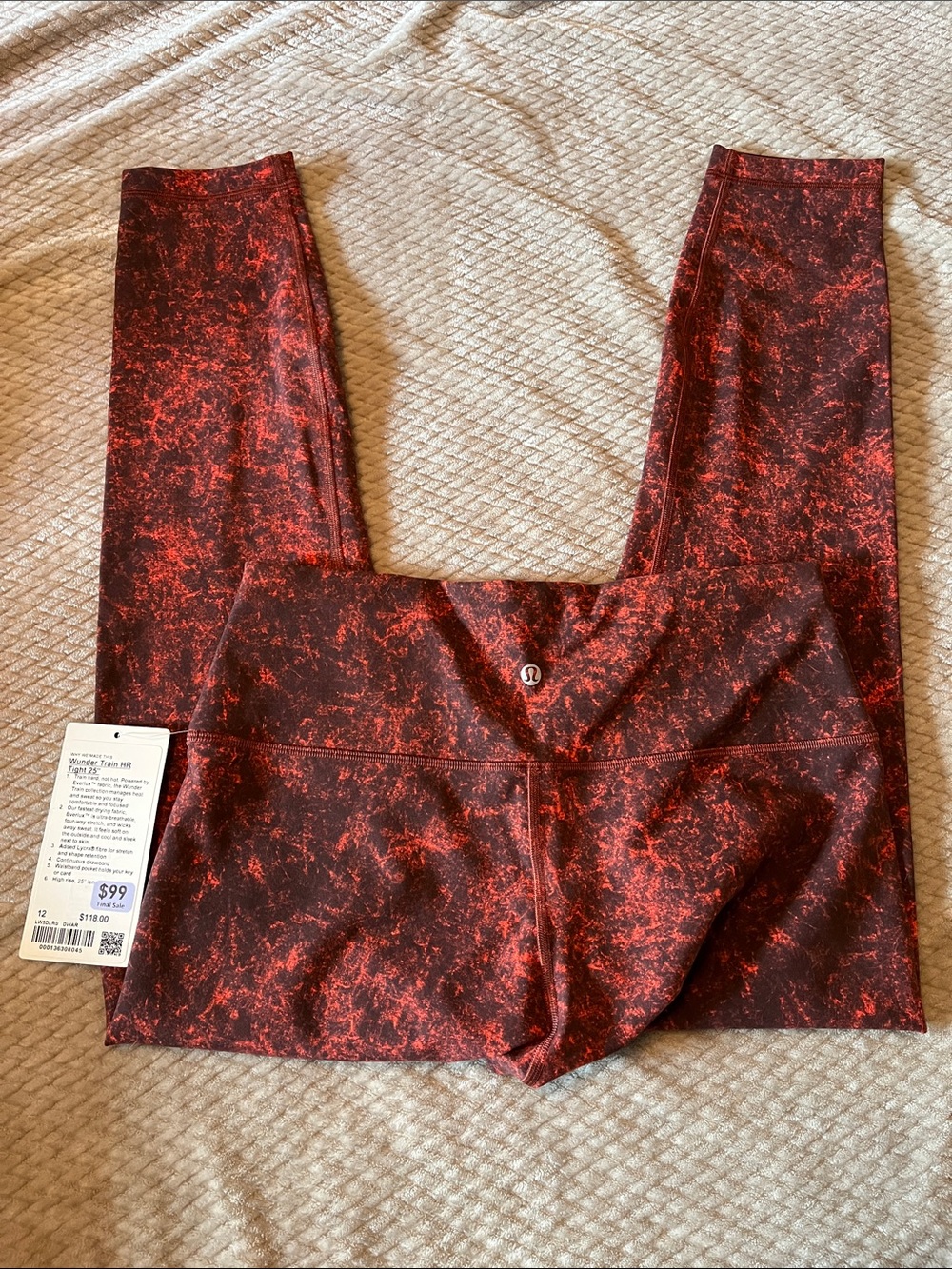 NWT Lululemon Red Marble High-Rise Leggings